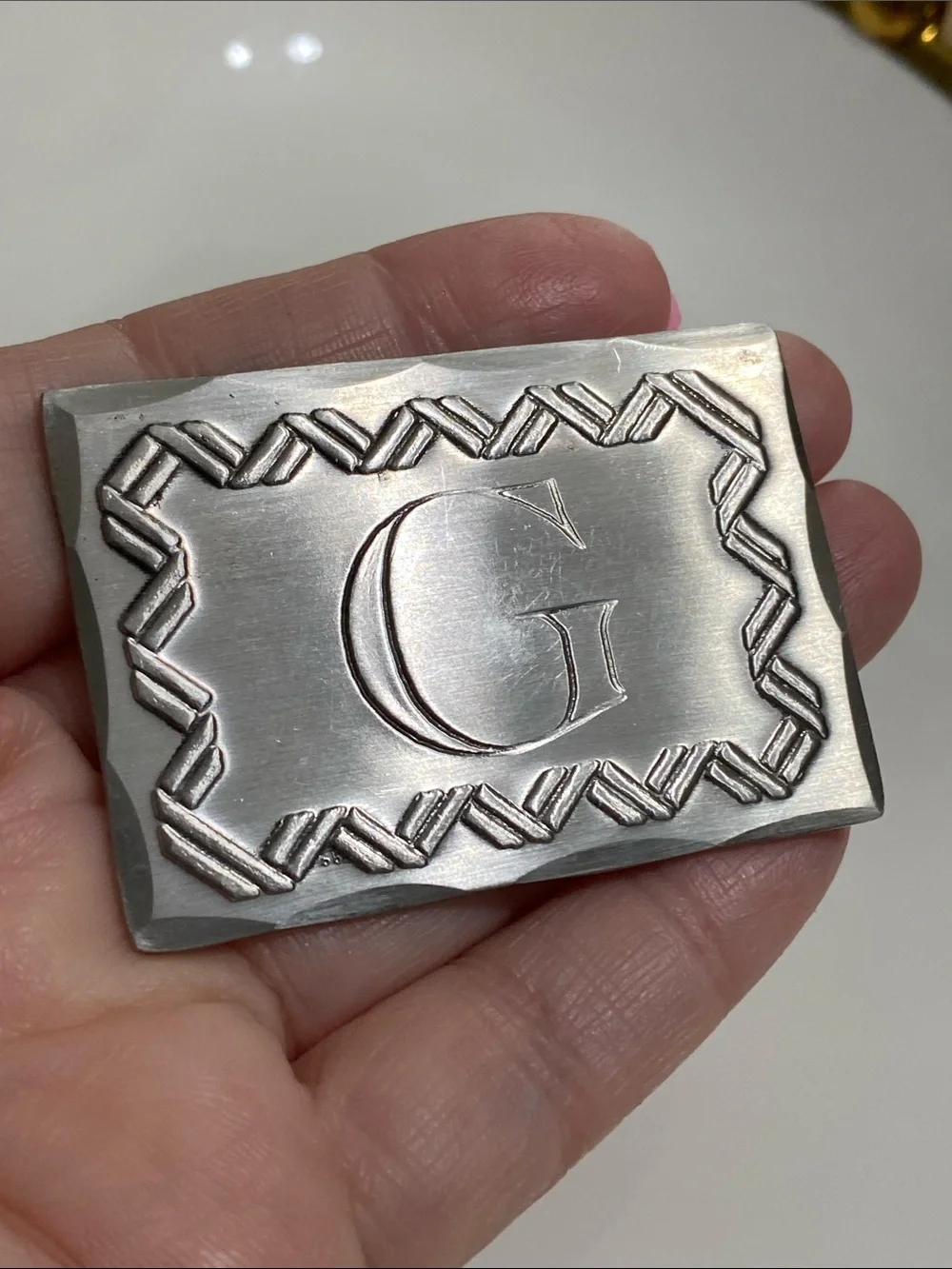 Monogrammed G Silver Money Clip and Gold Locket Set